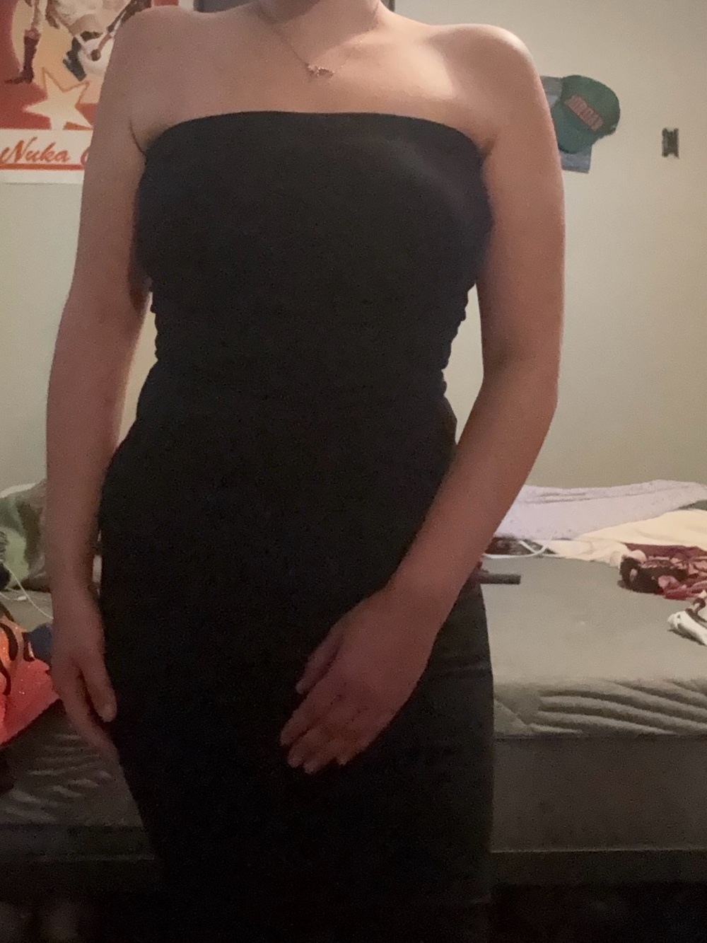 Classic Strapless Black Midi Dress